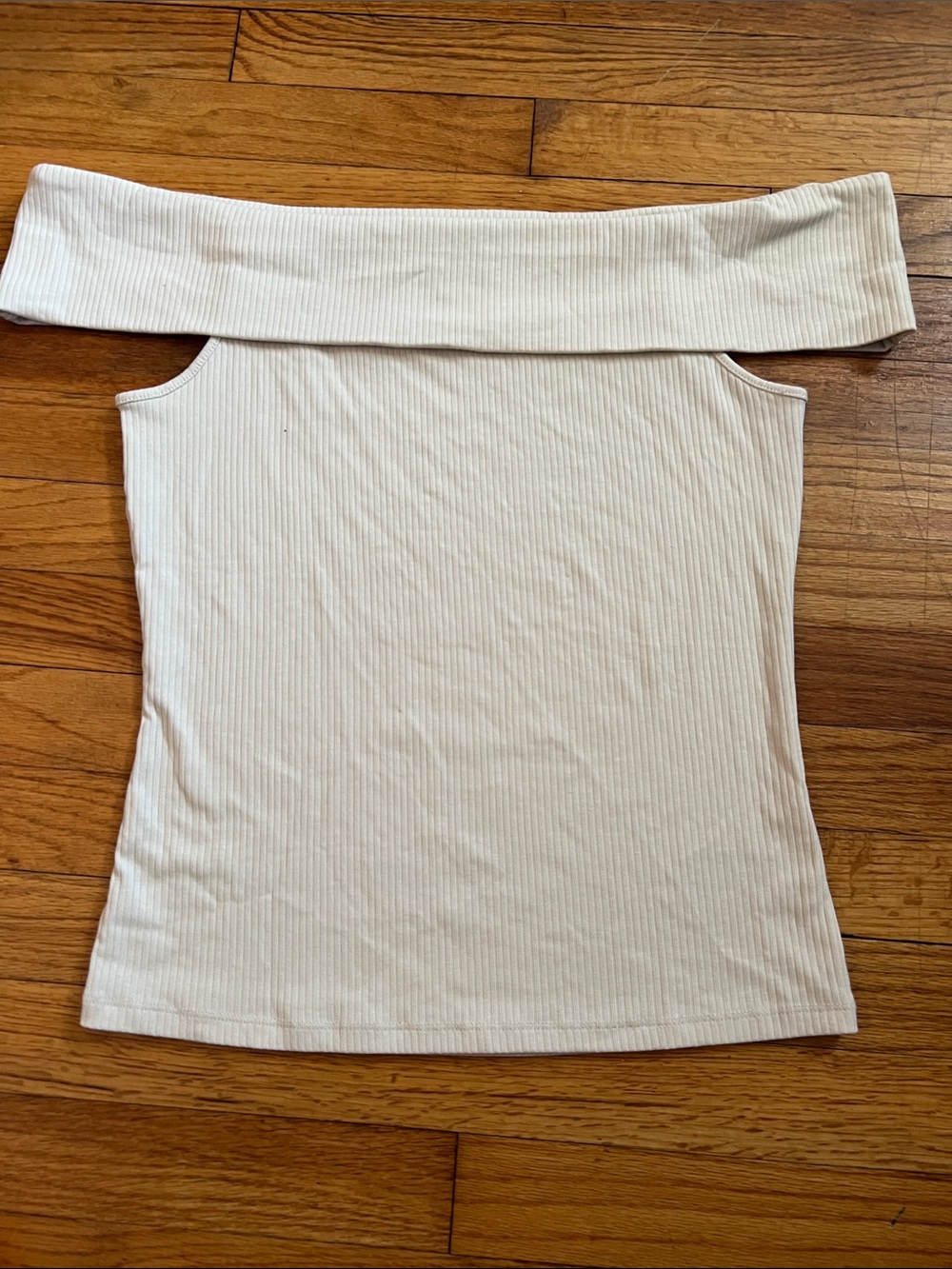 Old Navy Ribbed Off-Shoulder Top in Cream